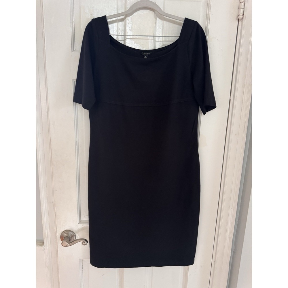 Talbots Womens Ponte Knit Short Sleeve Sheath Dress Size 10 Black Career Office